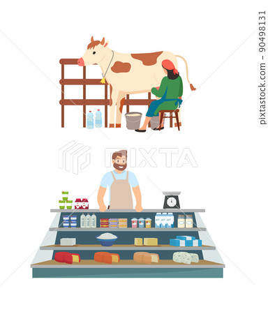 Milkmaid with Cow, Seller Market with Production Milkmaid with Cow, Seller Market with Production 90498131