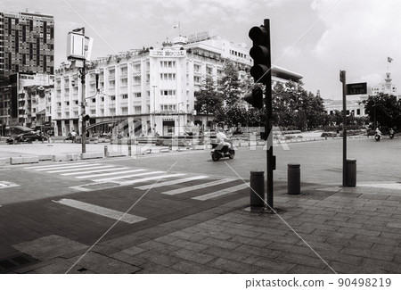 Photo film black and white: Street life in Sai Gon city. 90498219
