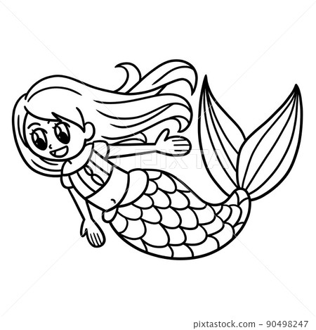 Swimming Mermaid Isolated Coloring Page for Kids Swimming Mermaid Isolated Coloring Page for Kids 90498247