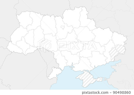 Blank map of Ukraine with regions, administrative divisions and territories claimed by Russia. Editable and clearly labeled layers. 90498860