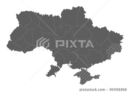 Blank map of Ukraine with regions, administrative divisions and territories claimed by Russia. Editable and clearly labeled layers. Blank map of Ukraine with regions, administrative divisions and territories claimed by Russia. Editable and clearly labeled layers. 90498866