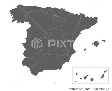 Vector blank map of Spain with regions and territories and administrative divisions. Editable and clearly labeled layers. 90498873