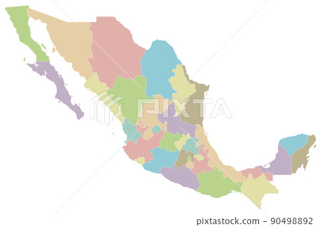 Vector blank map of Mexico with regions or or states and administrative divisions. Editable and clearly labeled layers. 90498892