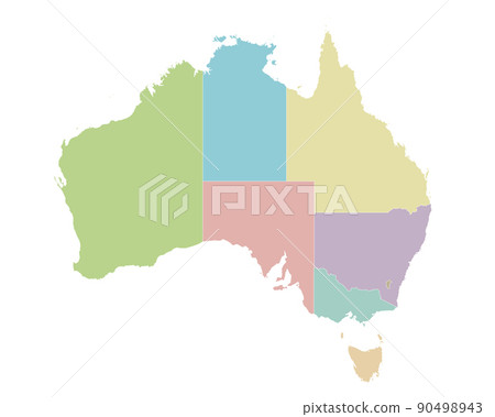 Vector blank map of Australia with regions or territories and administrative divisions. Editable and clearly labeled layers. 90498943
