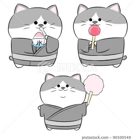 Yurukawa Hachiware cat enjoying the festival ① 3-piece set 90500549