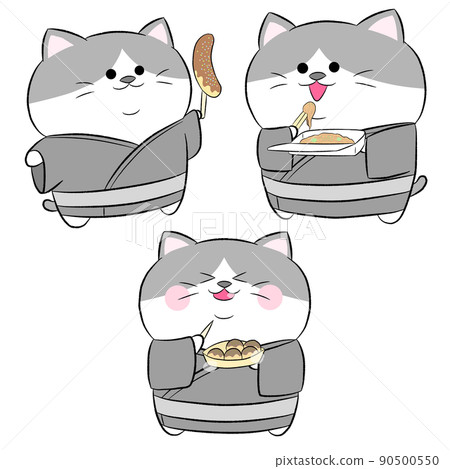 Yurukawa Hachiware cat who enjoys the festival ② 3-piece set 90500550
