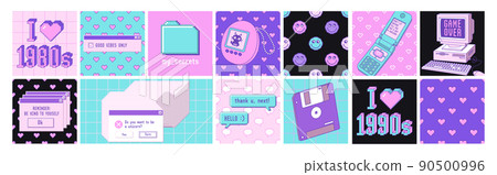 Retro Stickers Pack Elements