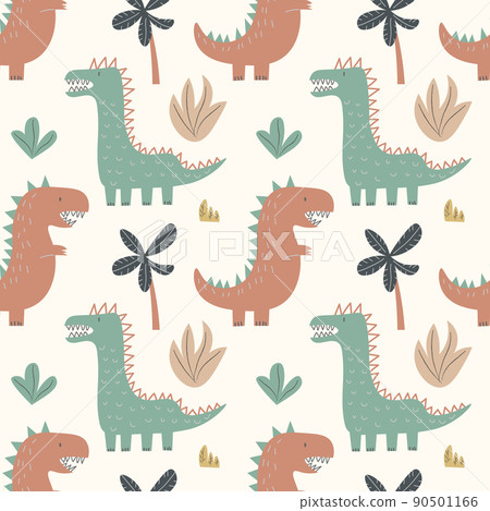 Seamless Pattern With Dinosaurs For Baby Fabric Textile Baby