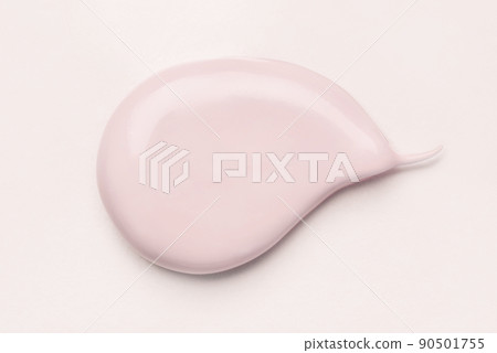 Pink smear of cosmetic clay or cream on a pastel background. Pink smear of cosmetic clay or cream on a pastel background. 90501755