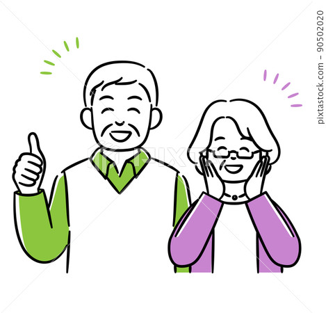 Simple illustration of a happy senior couple 90502020