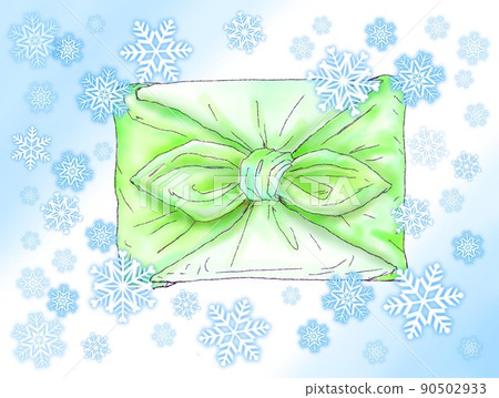 Furoshiki_Snowflake_Yellow-green Furoshiki_Background color available 90502933