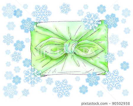 Furoshiki_Snowflake_Yellow-green furoshiki 90502938