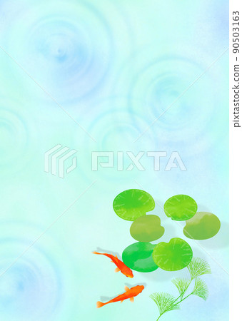 金魚與水波紋雨日式夏季形象 90503163