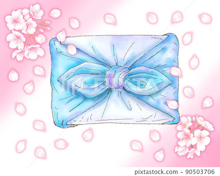 Furoshiki_Sakura_Light blue furoshiki_Background color available 90503706