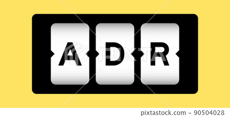 Black color in word ADR (Abbreviation of adverse drug reaction) on slot banner with yellow color background Black color in word ADR (Abbreviation of adverse drug reaction) on slot banner with yellow color background 90504028