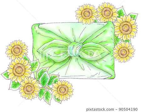 Furoshiki_Sunflower_Yellow-green furoshiki 90504190