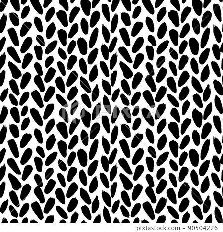Hand drawn black ink herringbone seamless pattern 90504226