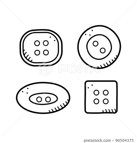 Set of icons buttons for clothes, vector doodle illustration accessories for sewing and needlework Set of icons buttons for clothes, vector doodle illustration accessories for sewing and needlework 90504375
