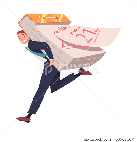 Man Character Carrying Huge Sheet Calendar Planning Time and Managing Schedule Vector Illustration Man Character Carrying Huge Sheet Calendar Planning Time and Managing Schedule Vector Illustration 90505107