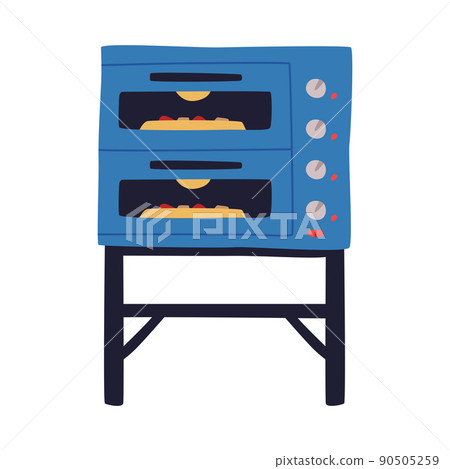 Closed Oven with Pizza Cooking Inside Vector Illustration Closed Oven with Pizza Cooking Inside Vector Illustration 90505259