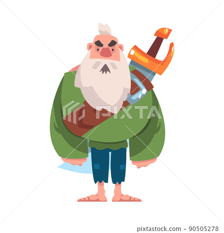 Bearded Barefoot Pirate or Buccaneer with Saber Vector Illustration 90505278