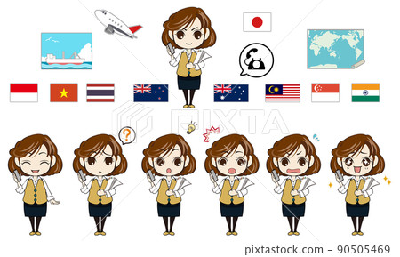 Illustration of a woman whose occupation is an image of trade affairs Illustration of a woman whose occupation is an image of trade affairs 90505469