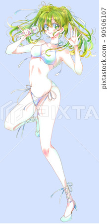 穿著泳裝唱歌的偶像綠髮 穿著泳裝唱歌的偶像綠髮 90506107