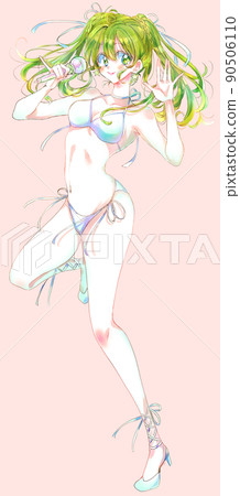 穿著泳裝唱歌的偶像綠髮 穿著泳裝唱歌的偶像綠髮 90506110