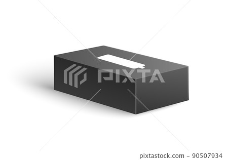 Closed black napkins box from angle view, realistic 3d vector illustration isolated on white background. Closed black napkins box from angle view, realistic 3d vector illustration isolated on white background. 90507934