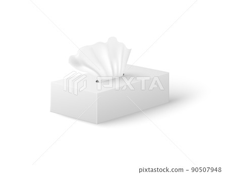 Tissue box realistic mockup, product angle view, 3d vector illustration isolated on white background. 90507948