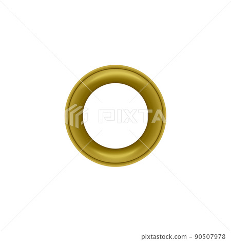 Round metal grommet in golden color, realistic vector illustration isolated on white background. 90507978