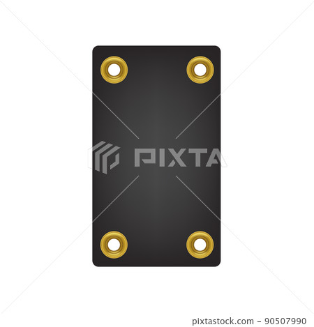 Black paper tag with round golden eyelets, realistic, vector illustration Black paper tag with round golden eyelets, realistic, vector illustration 90507990