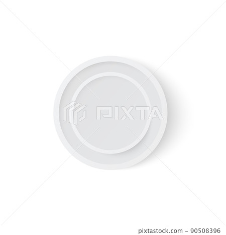 Round plastic lid or cap from cream cheese container, realistic vector illustration isolated on white background. Round plastic lid or cap from cream cheese container, realistic vector illustration isolated on white background. 90508396