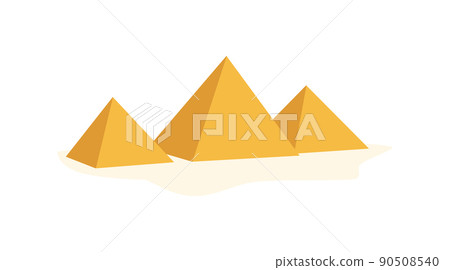 Ancient Egypt Giza plateau pharaohs pyramids, flat vector illustration isolated. Ancient Egypt Giza plateau pharaohs pyramids, flat vector illustration isolated. 90508540