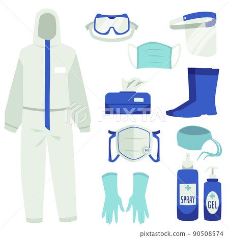 Medical Personal Protective Equipment or PPE,... - Stock Illustration ...