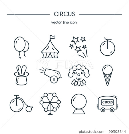 Circus icons line set. Circus icons line set. 90508844