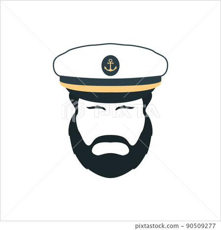 Captain Face Silhouette.Skipper in a Hat Emblem.  90509277