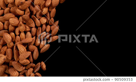 Almonds isolated on black background. Almonds isolated on black background. 90509353