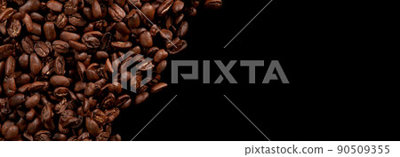 Coffee beans isolated on black background. 90509355