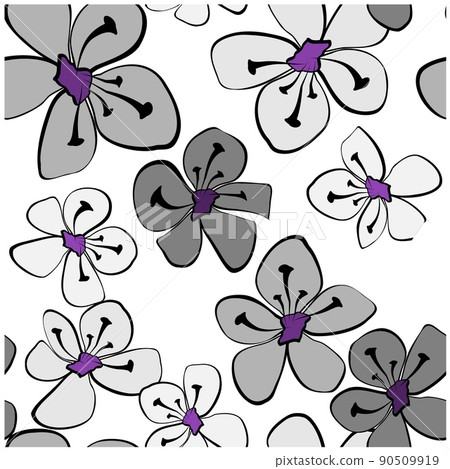 Beautiful paper art seamless pattern with flowers. Vintage pink print. Summer vector illustration 90509919