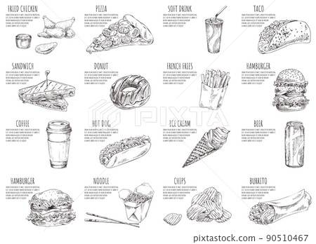 Soft Drink and Italian Pizza Vector Illustration Soft Drink and Italian Pizza Vector Illustration 90510467