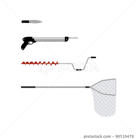 Fishing Tools Isolated on White Background Poster 90510478