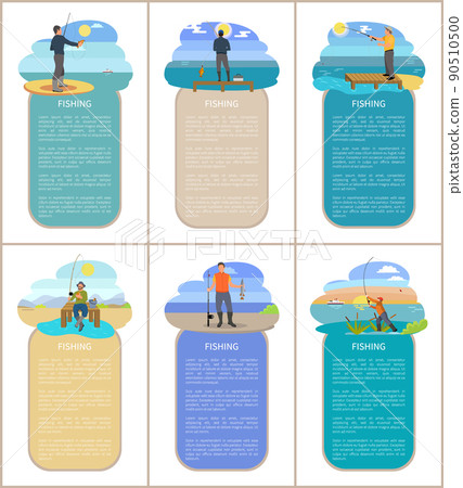 Fishing Posters with Headlines Vector Illustration 90510500