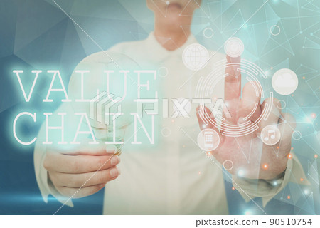 Text caption presenting Value Chain. Internet Concept Business manufacturing process Industry development analysis Lady holding light bulb pointing finger upwards symbolizing success. Text caption presenting Value Chain. Internet Concept Business manufacturing process Industry development analysis Lady holding light bulb pointing finger upwards symbolizing success. 90510754