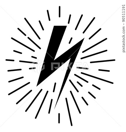Retro lightning badge. Round thunderstorm black symbol Retro lightning badge. Round thunderstorm black symbol 90511191