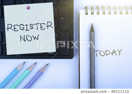 Conceptual caption Register Now. Word Written on Name in an Official List Enlist to be a Member Sign up Computer Keyboard And Symbol.Information Medium For Communication. Conceptual caption Register Now. Word Written on Name in an Official List Enlist to be a Member Sign up Computer Keyboard And Symbol.Information Medium For Communication. 90511318