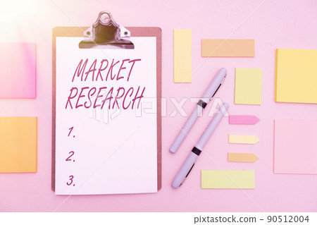 Writing displaying text Market Research. Conceptual photo The acttion of gathering information about consumers Multiple Assorted Collection Office Stationery Photo Placed Over Table Writing displaying text Market Research. Conceptual photo The acttion of gathering information about consumers Multiple Assorted Collection Office Stationery Photo Placed Over Table 90512004