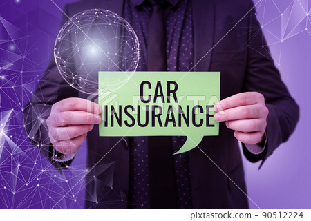 Text caption presenting Car Insurance. Word Written on Accidents coverage Comprehensive Policy Motor Vehicle Guaranty Businessman in suit holding paper represents global innovative thinking. Text caption presenting Car Insurance. Word Written on Accidents coverage Comprehensive Policy Motor Vehicle Guaranty Businessman in suit holding paper represents global innovative thinking. 90512224