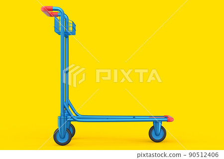 Airport luggage cart or baggage trolley side on yellow background 90512406