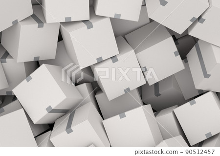Cardboard box or carton on white background, carrying parcel and online shopping 90512457